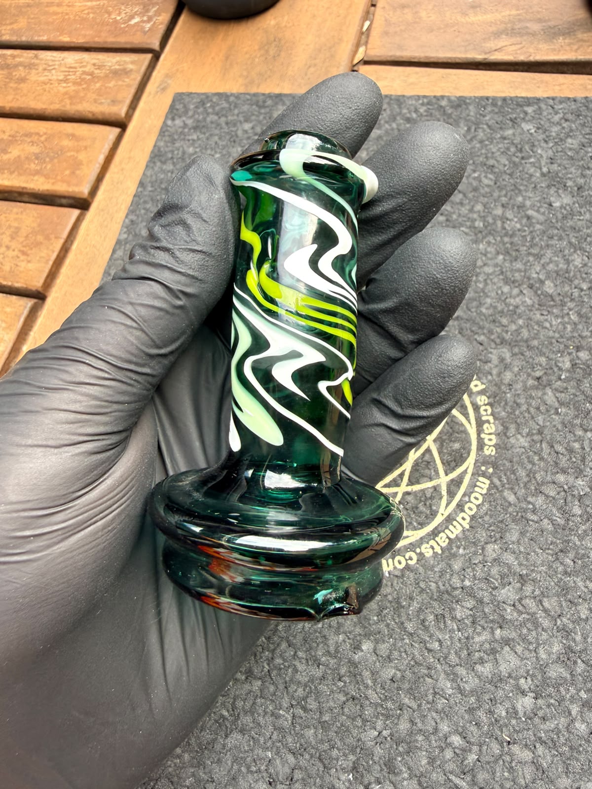 Meccas Glass Dry Top – Transparent Green White Swirl
