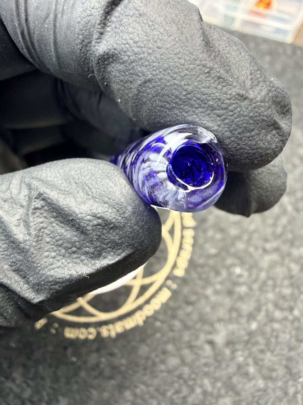 Meccas Glass Multi-Hole Tube Filtertip – Clear / Royal Blue / White - 10,6 mm