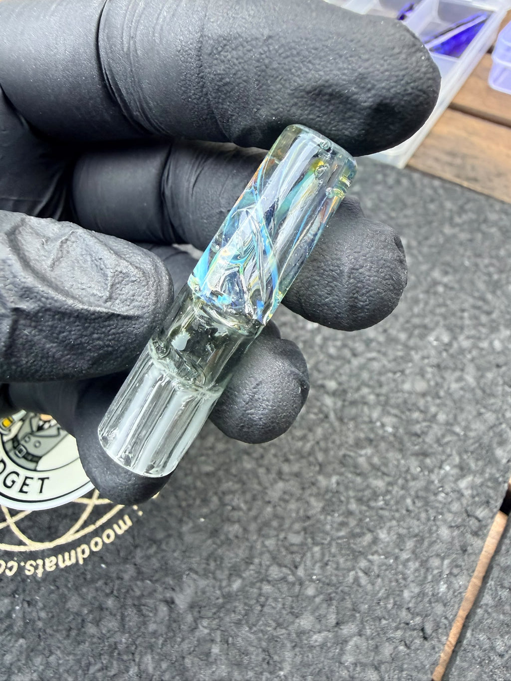 Meccas Glass Multi-Hole Tube Filtertip – Clear / Ice Blue / Iridescent - 10,7 mm