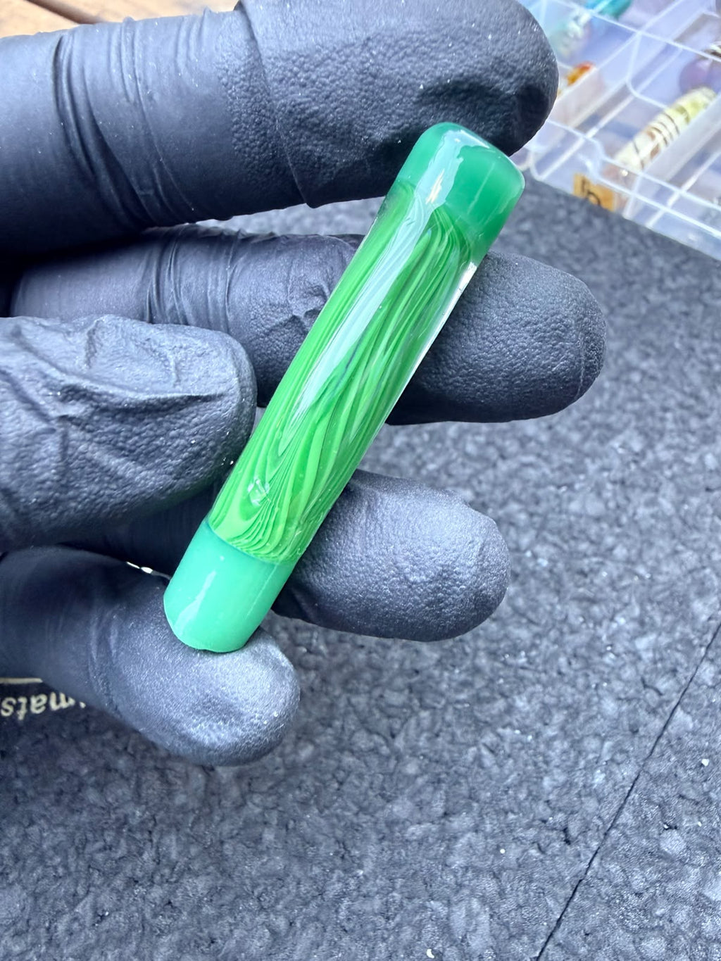 Punta de cristal de artista de Meccas – Verde / Transparente / Veteado madera – Grado B – 10 mm