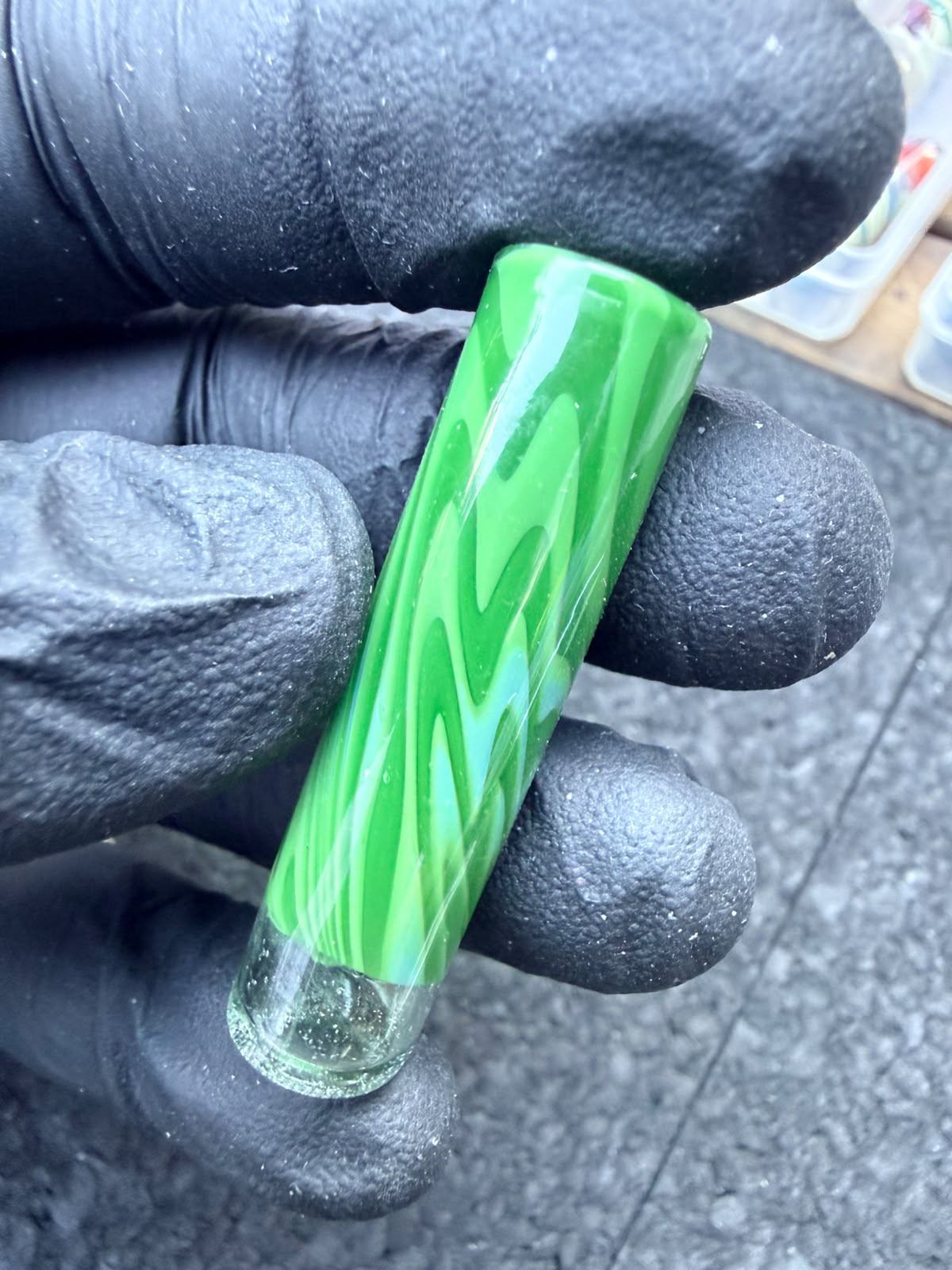 Boquilla para artista de vidrio Meccas – Wig-Wag verde / azul bebé / transparente – Grado B – 11,4 mm