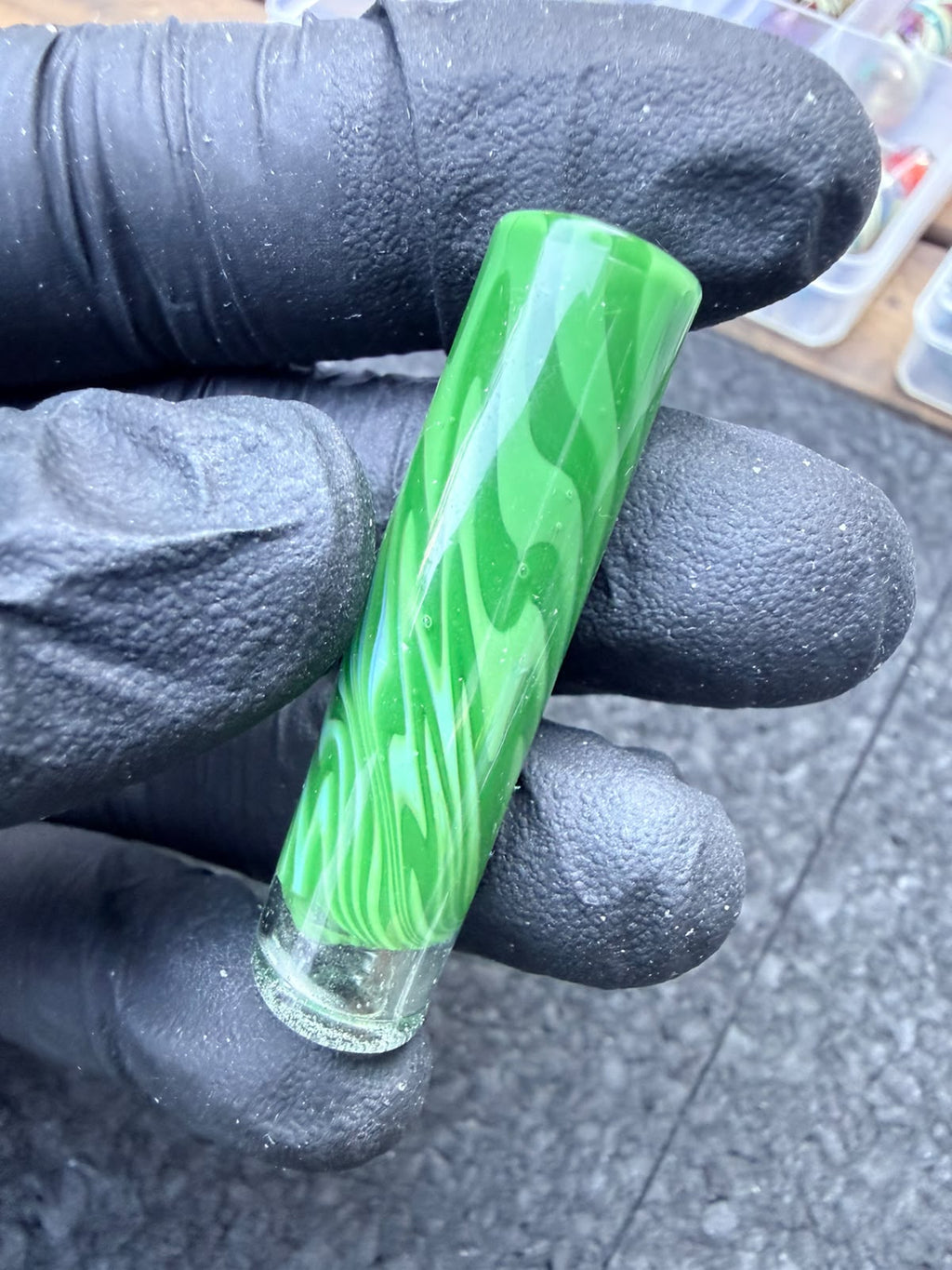 Punta per artista del vetro Meccas – Verde / Azzurro / Trasparente Wig-Wag – Grado B – 11,4 mm