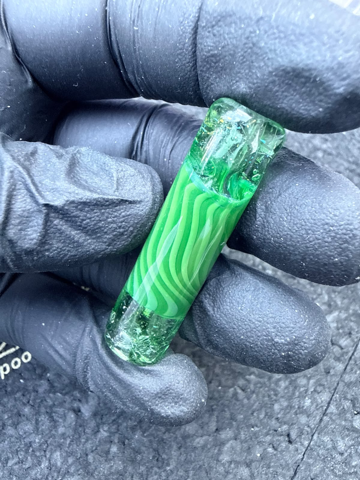 Punta para artista de vidrio de Mecca – Cinta verde / Transparente / Polvo arcoíris – Grado B – 11,8 mm