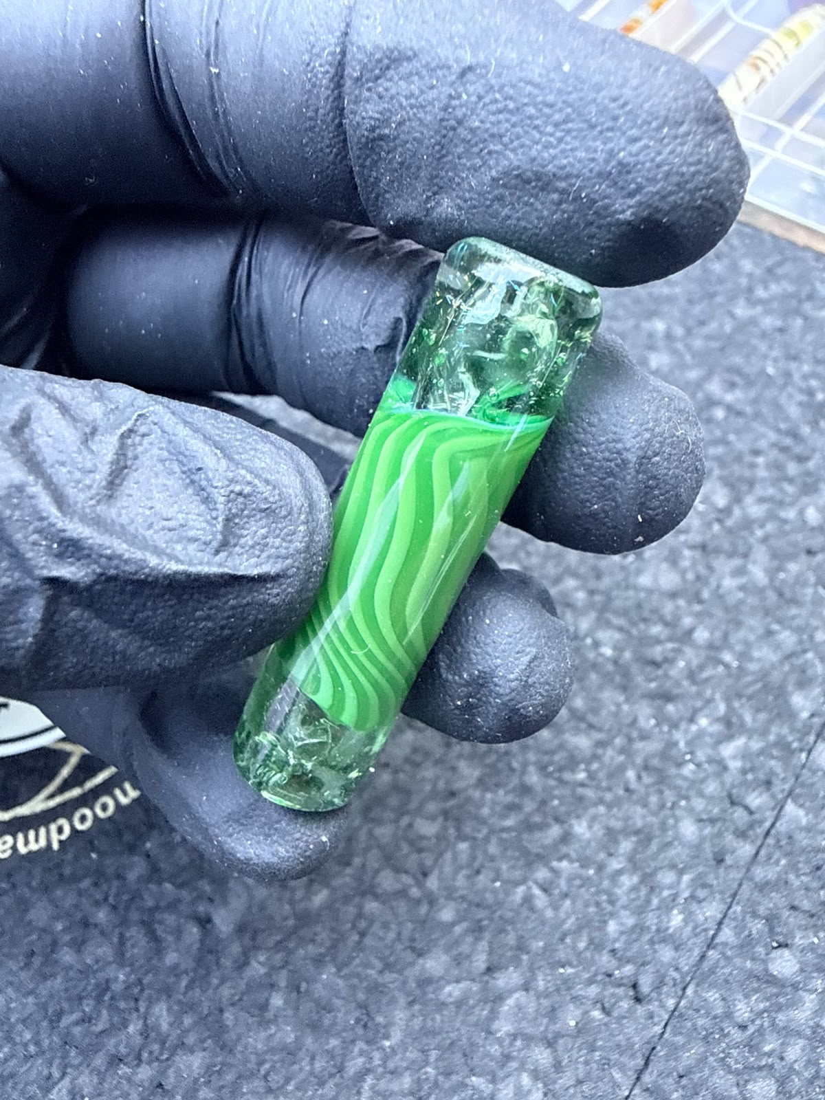Punta para artista de vidrio de Mecca – Cinta verde / Transparente / Polvo arcoíris – Grado B – 11,8 mm