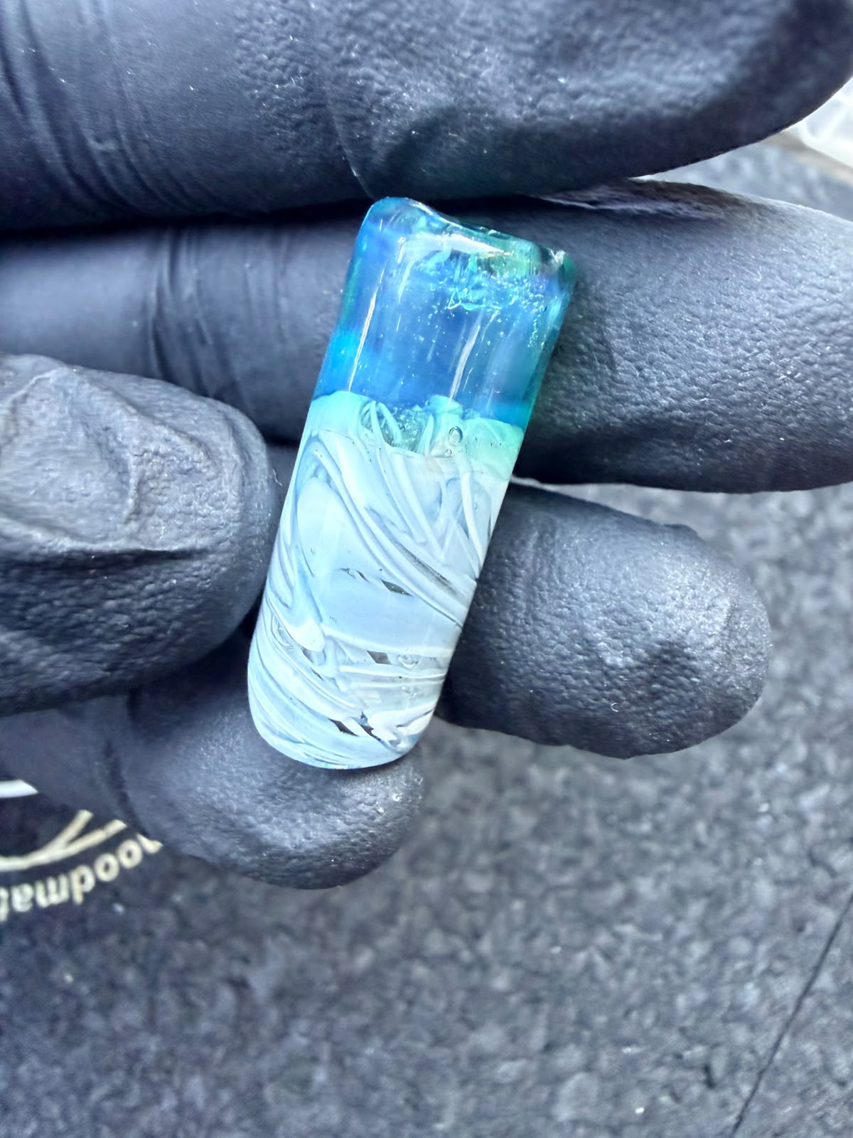 Meccas Glass Artist Tip – Mármol aguamarina / turquesa / blanco - 11,7 mm
