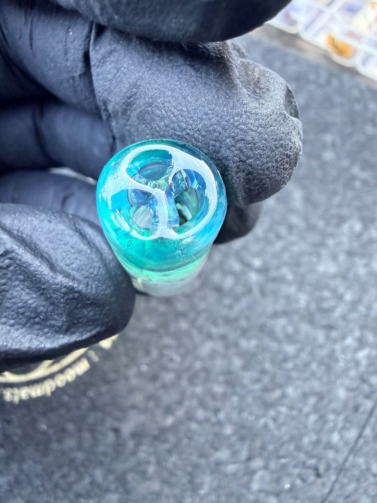 Meccas Glass Artist Tip – Mármol aguamarina / turquesa / blanco - 11,7 mm