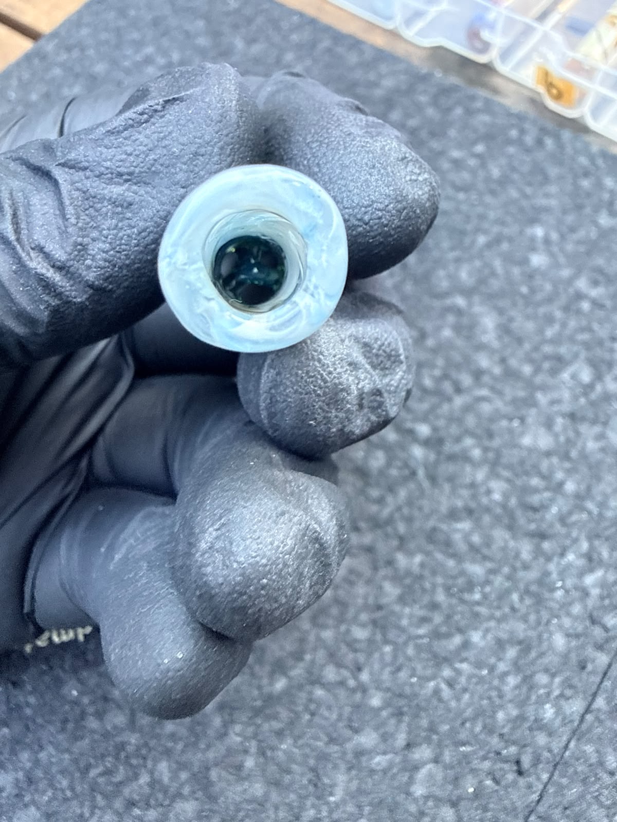 Meccas Glass Artist Tip – Mármol aguamarina / turquesa / blanco - 11,7 mm