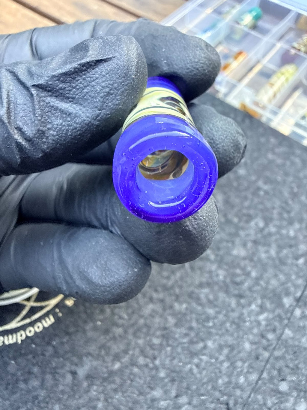 Meccas Glass Artist Tip – Blue Shimmer / Cream / Yellow – B-Grade - 12,8 mm