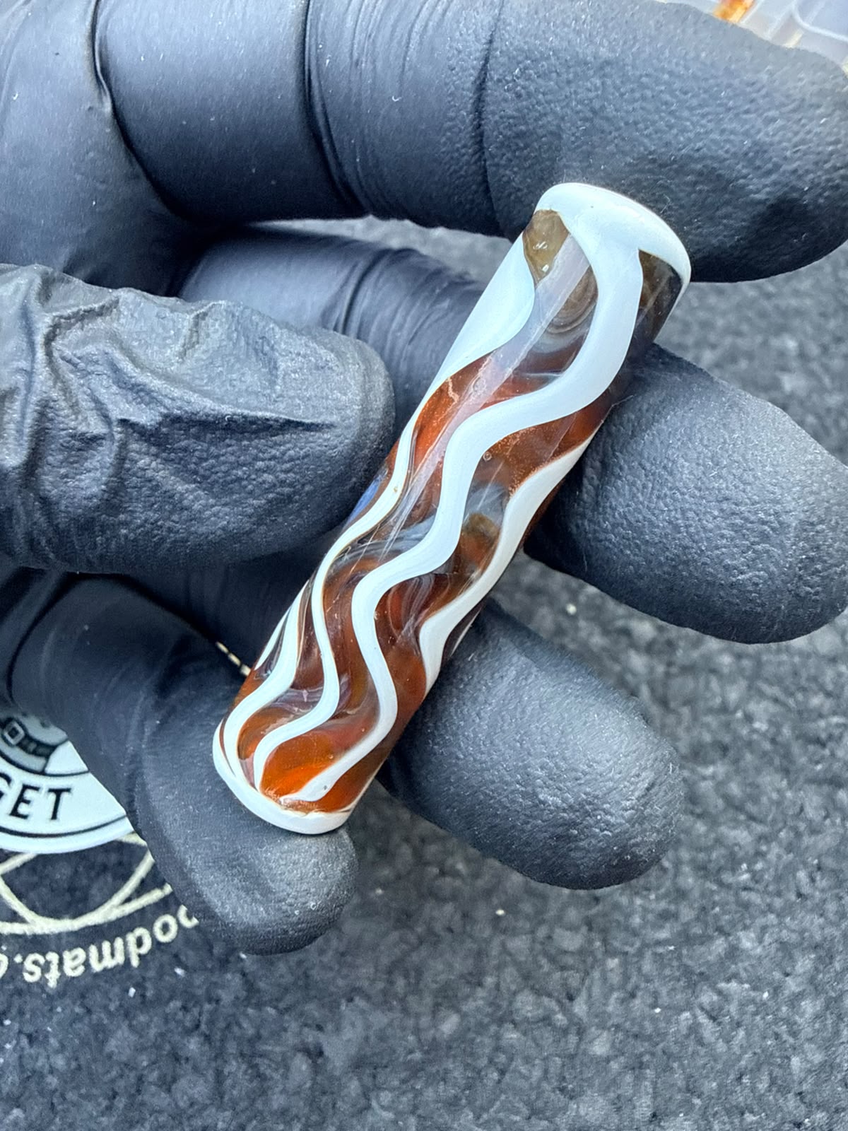 Meccas Glass Artist Tip – Wig-Wag blanco / cobre / ámbar / marrón oscuro – 11,5 mm