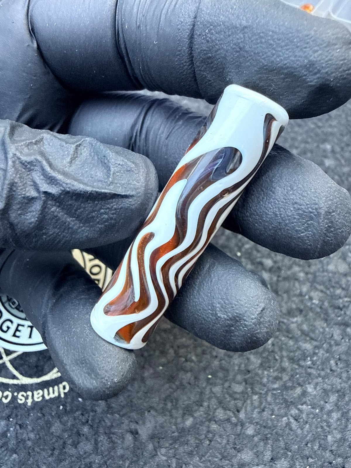 Meccas Glass Artist Tip – Wig-Wag blanco / cobre / ámbar / marrón oscuro – 11,5 mm