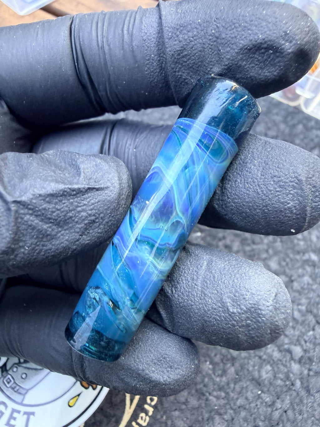 Boquilla de artista de cristal de Meccas – Azul océano / Turquesa / Púrpura / Glitter Wig-Wag - 11,2 mm