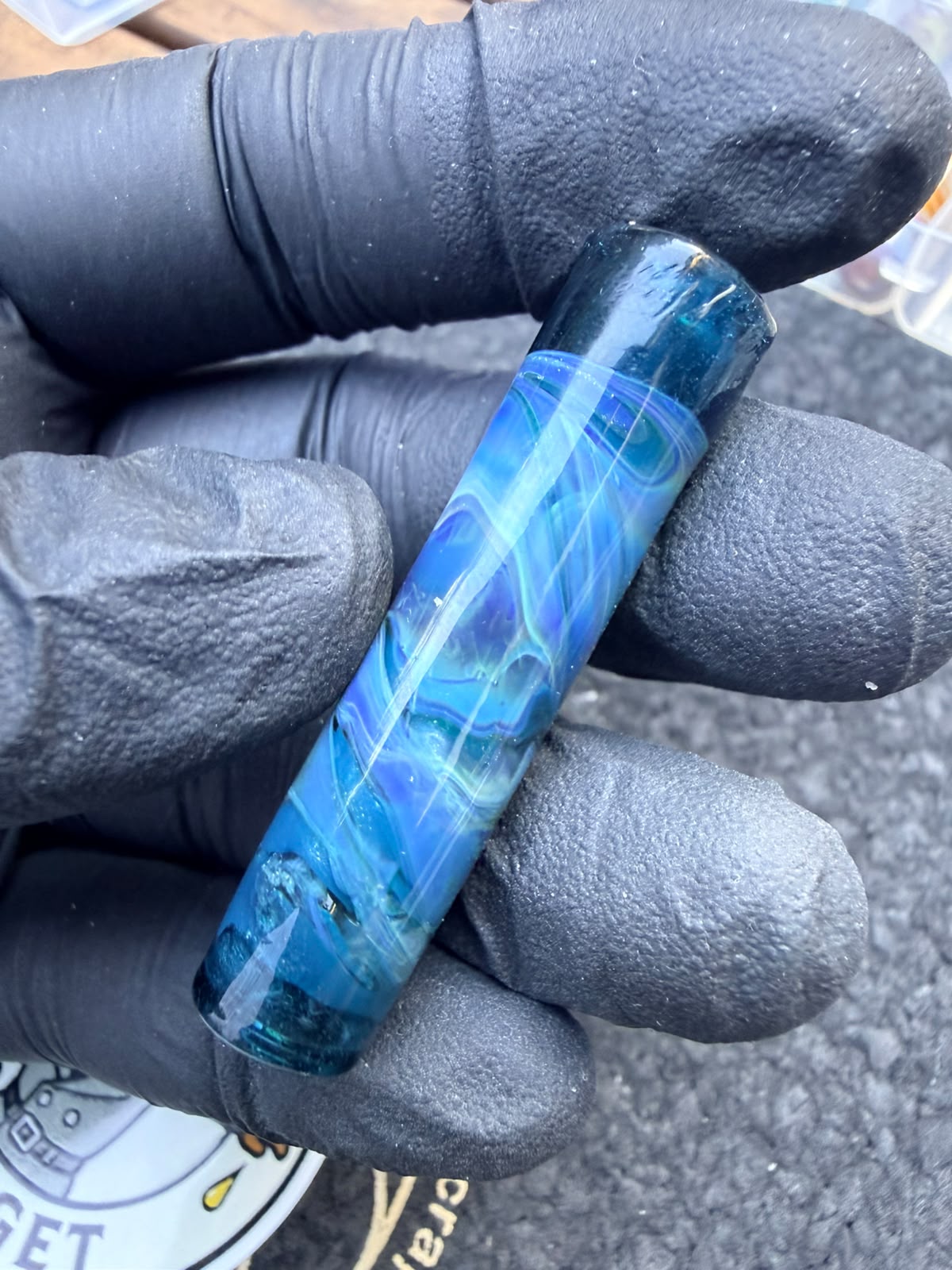 Boquilla de artista de cristal de Meccas – Azul océano / Turquesa / Púrpura / Glitter Wig-Wag - 11,2 mm