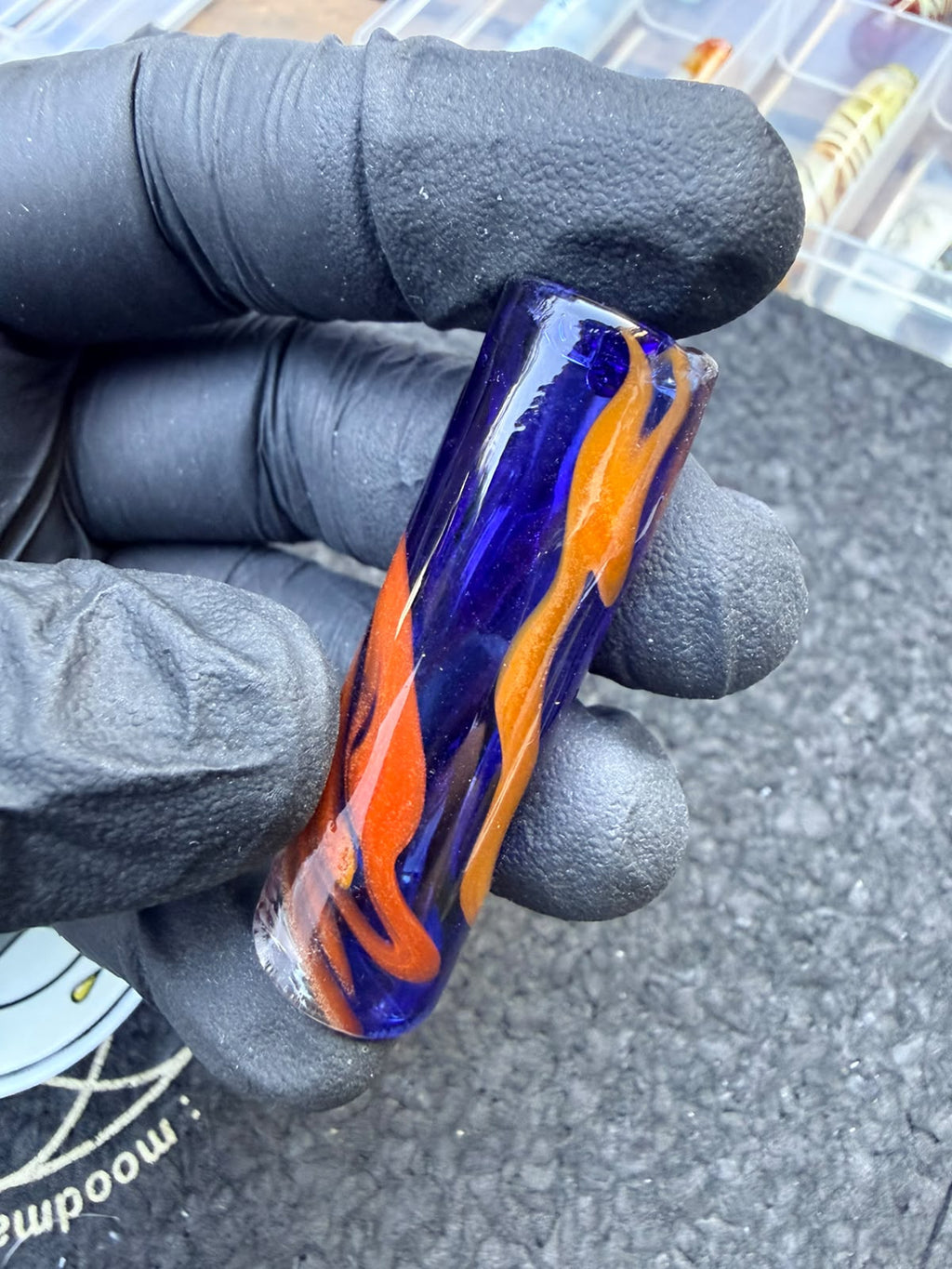 Meccas Glass Artist Tip – Königsblau / Orange Flame – B-Grade - 13,4 mm