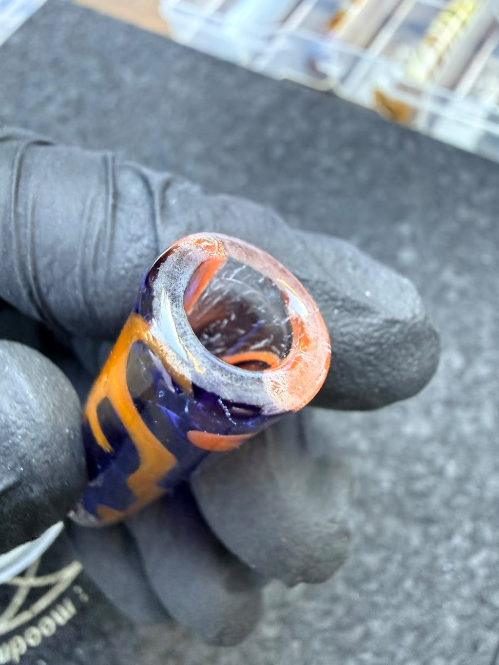Meccas Glass Artist Tip – Königsblau / Orange Flame – B-Grade - 13,4 mm