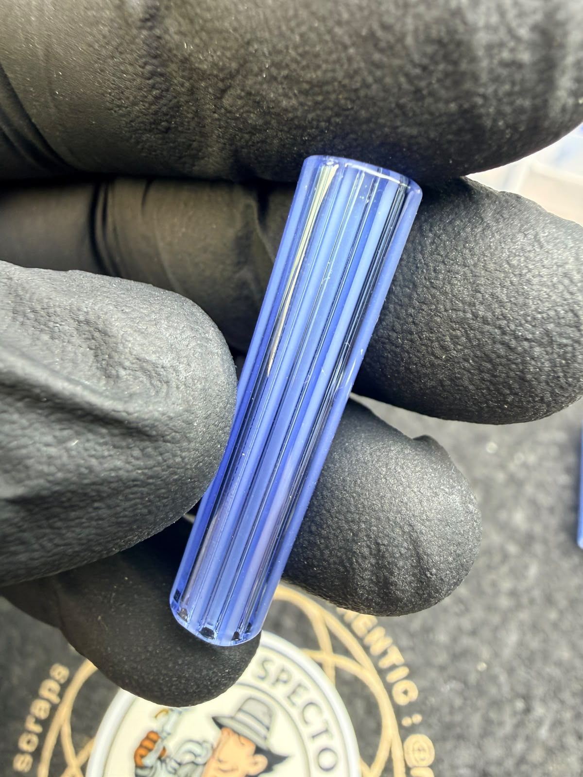 Filtro de vidrio Meccas Multihole – Azul claro / Rayas blancas - 7,1 mm