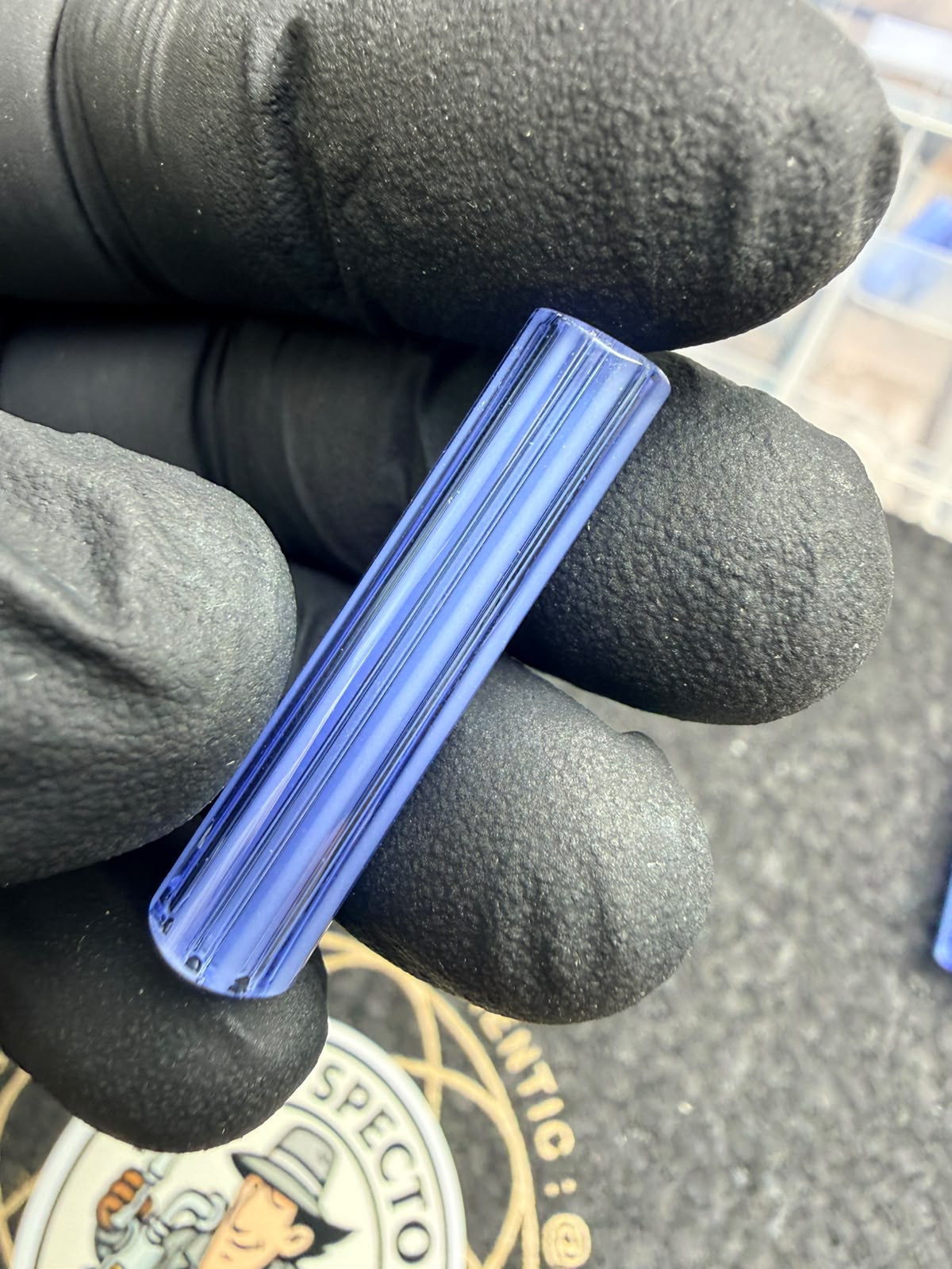 Filtro de cristal multiagujero Meccas – Azul claro / Rayas blancas - 7 mm