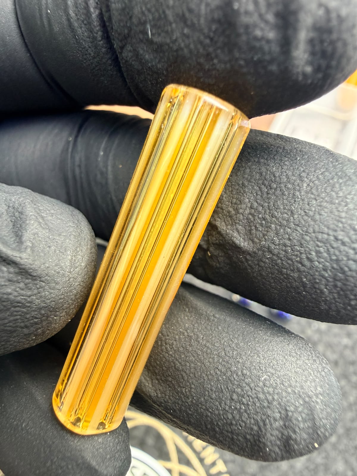 Boquilla de cristal para filtros múltiples Meccas – Amarillo / Rayas blancas - 8,4 mm