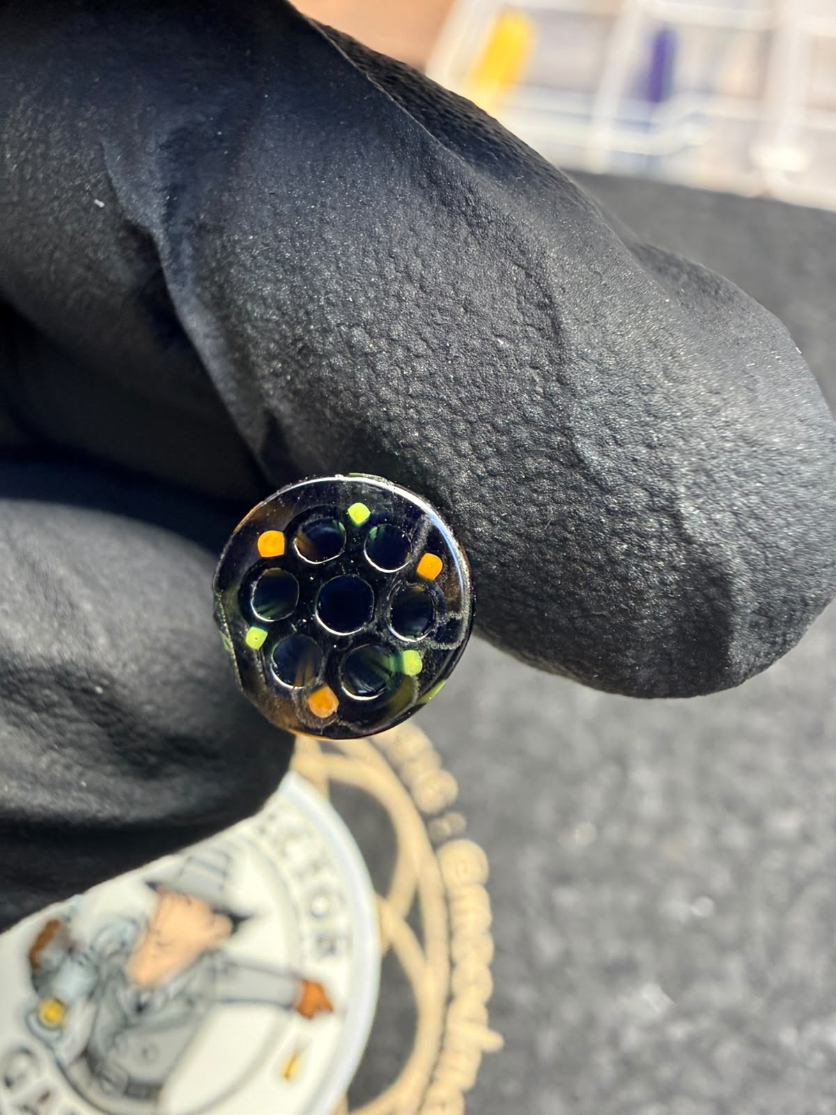 Boquilla de cristal de múltiples orificios Meccas – Azul / Amarillo / Naranja - 7,8 mm