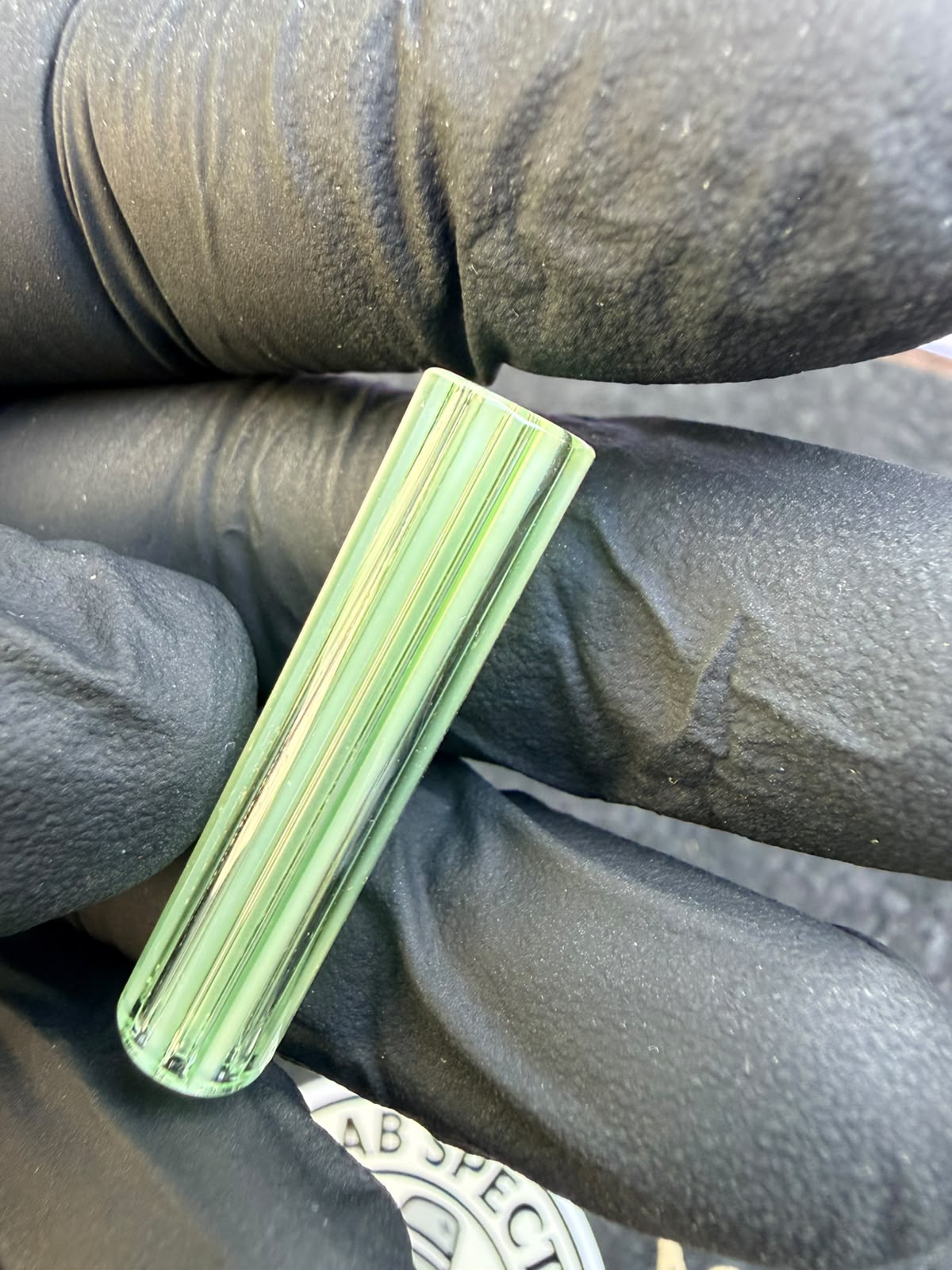 Boquilla de cristal para fumar Meccas Multihole – Verde claro / Rayas blancas – 7,7 mm
